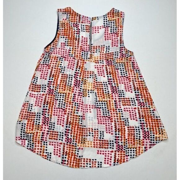 W5 White Blue Orange Pink Geometric Crew Neck Sleeveless Top sz Medium - Picture 8 of 9